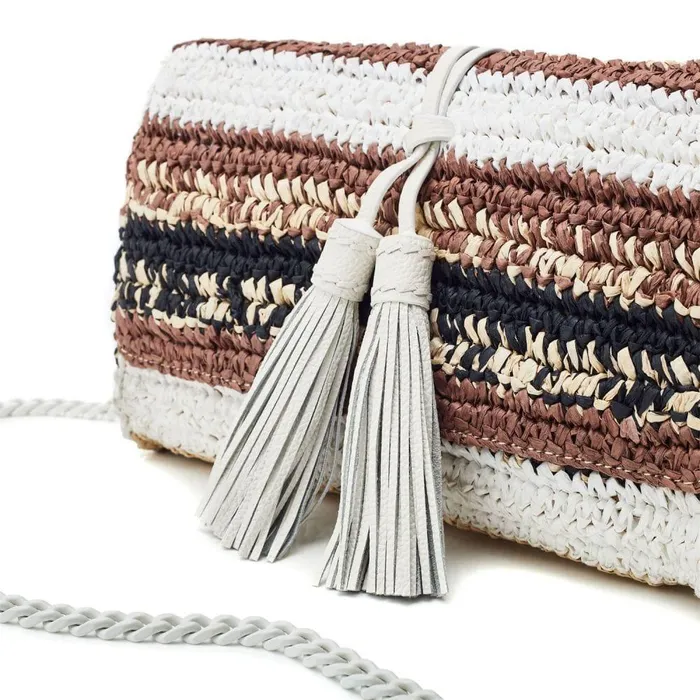 Women Moda In Pelle Clutch Bags Elba Clutch Black Raffia
