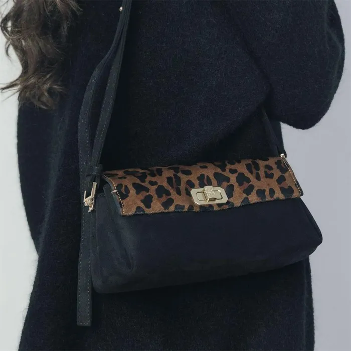 Women Moda In Pelle Crossbody Bags Britney Bag Dark Leopard Leather