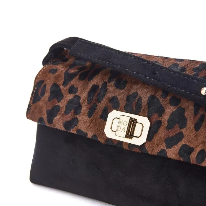 Women Moda In Pelle Crossbody Bags Britney Bag Dark Leopard Leather