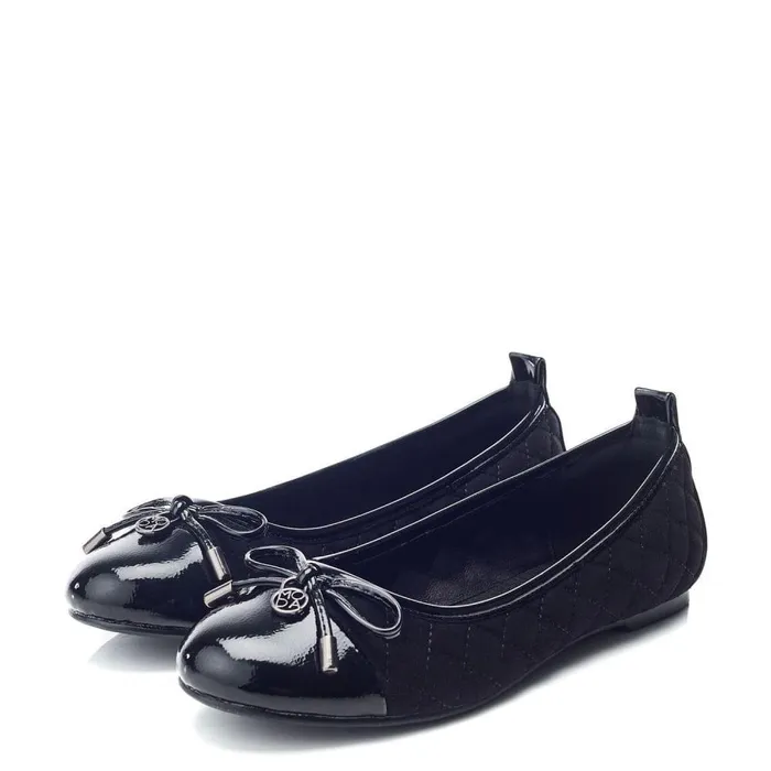 Women Moda In Pelle Flat And Ballerina Shoes Ferme Black Alcantara