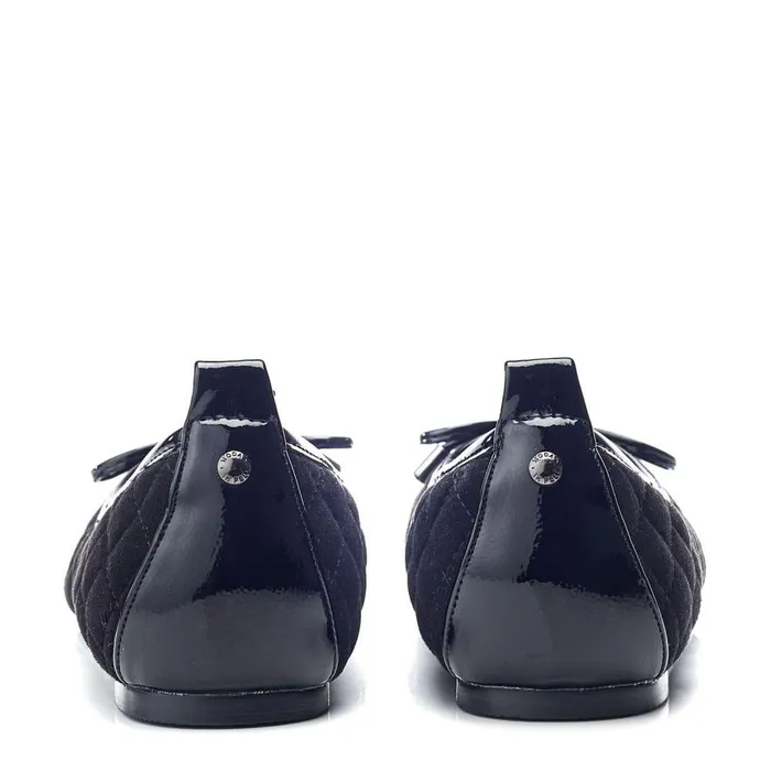 Women Moda In Pelle Flat And Ballerina Shoes Ferme Black Alcantara