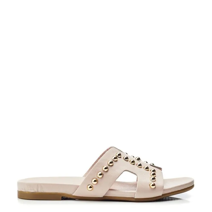 Women Moda In Pelle Flat Sandals Bsoleful BBali Pink Leather