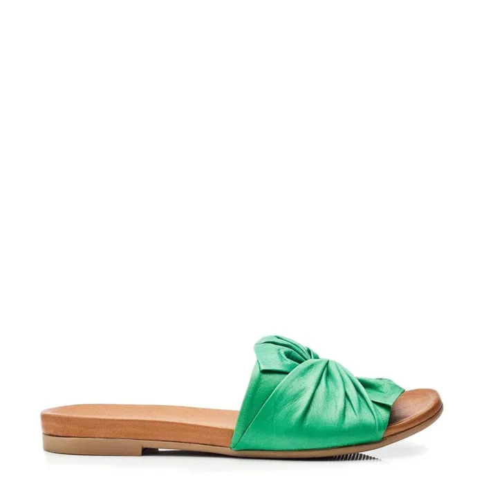 Women Moda In Pelle Flat Sandals Bsoleful BBourne Green Leather