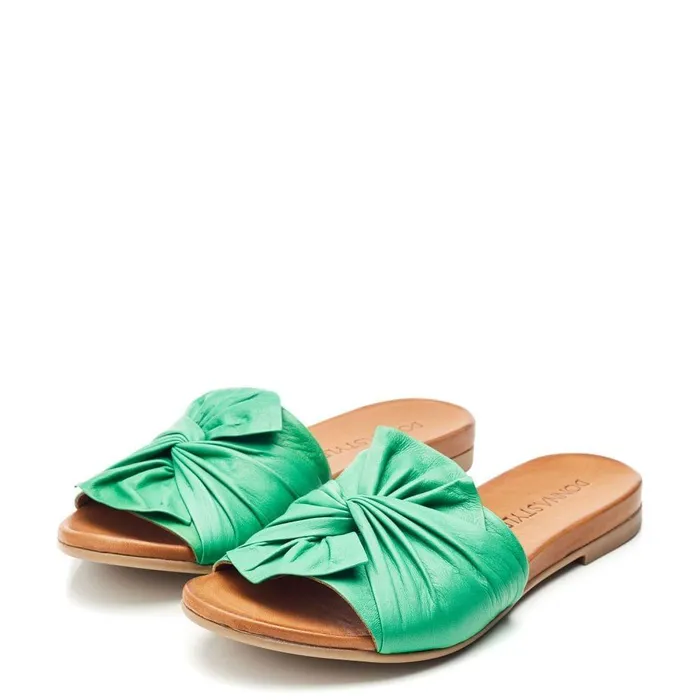 Women Moda In Pelle Flat Sandals Bsoleful BBourne Green Leather