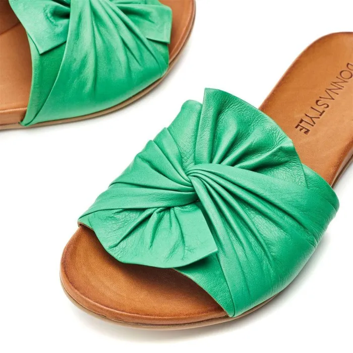 Women Moda In Pelle Flat Sandals Bsoleful BBourne Green Leather