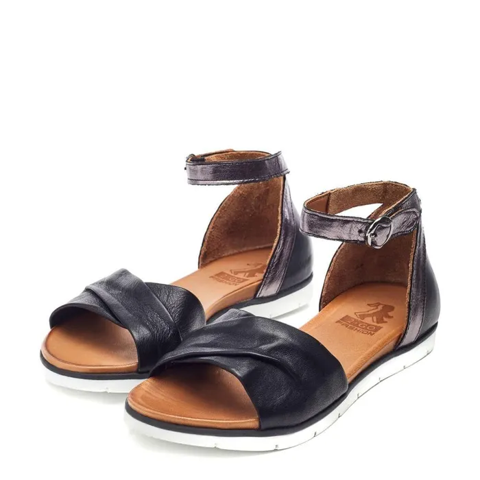 Women Moda In Pelle Flat Sandals Bsoleful BSensi Black Leather