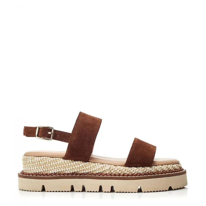 Women Moda In Pelle Flat Sandals Nilania Tan Suede
