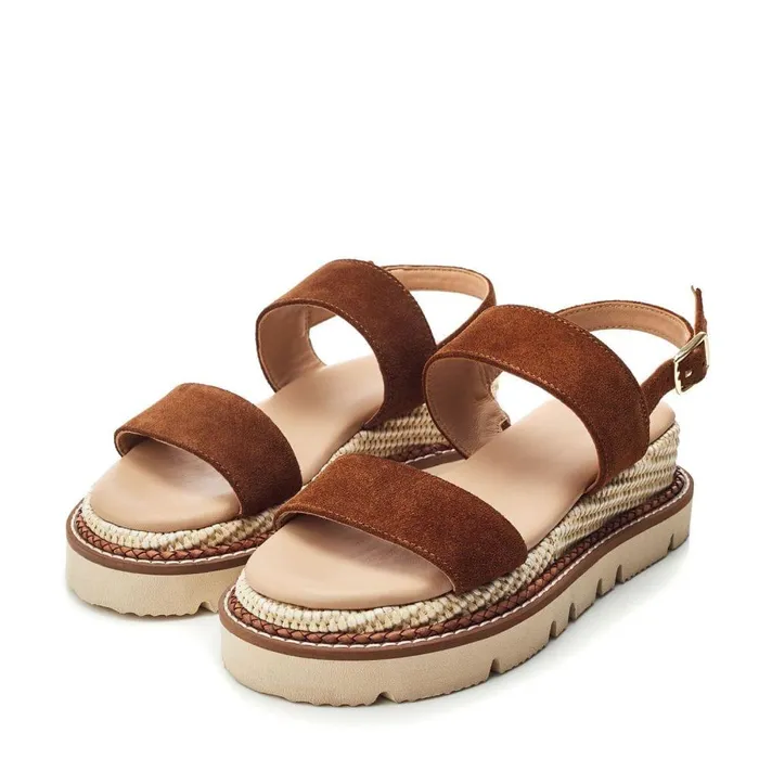 Women Moda In Pelle Flat Sandals Nilania Tan Suede
