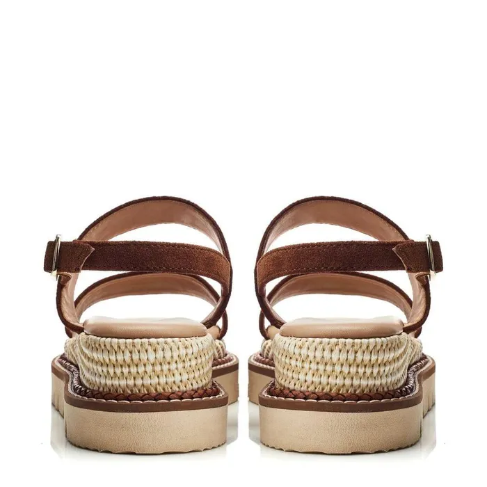 Women Moda In Pelle Flat Sandals Nilania Tan Suede