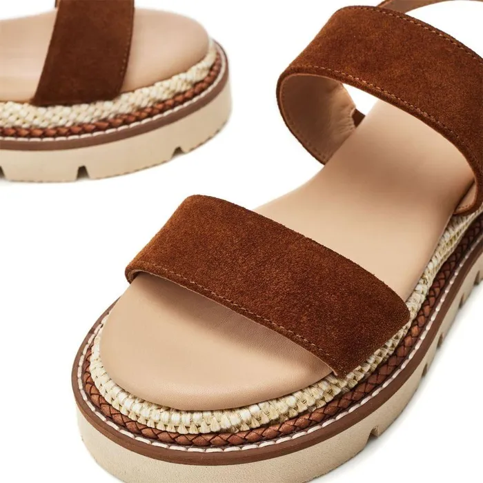 Women Moda In Pelle Flat Sandals Nilania Tan Suede