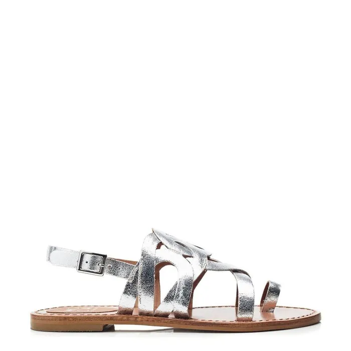 Women Moda In Pelle Flat Sandals Ophellian Silver Leather