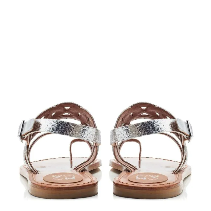 Women Moda In Pelle Flat Sandals Ophellian Silver Leather