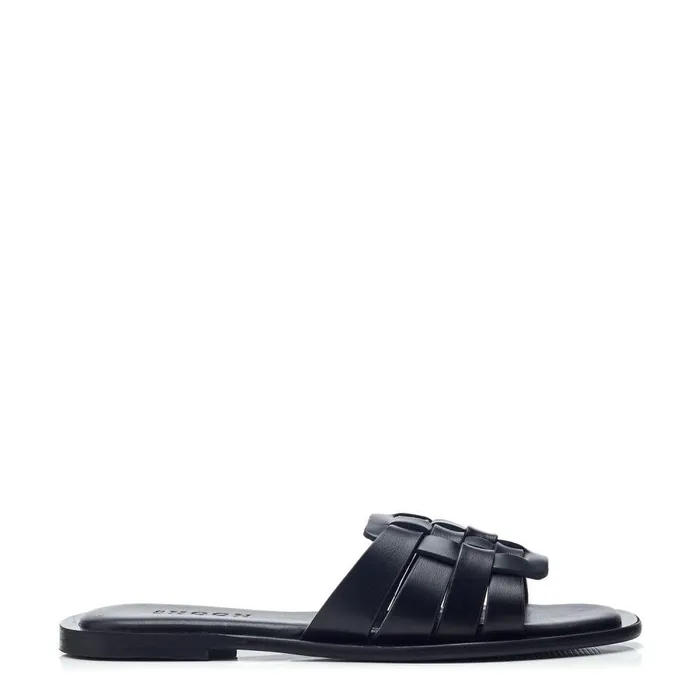 Women Moda In Pelle Flat Sandals Shoon Sh Athol Black Leather