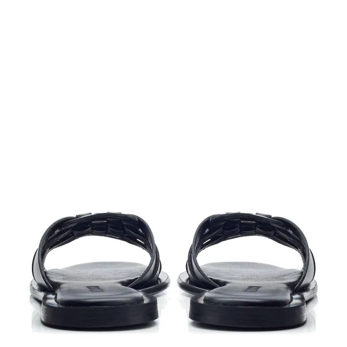 Women Moda In Pelle Flat Sandals Shoon Sh Athol Black Leather