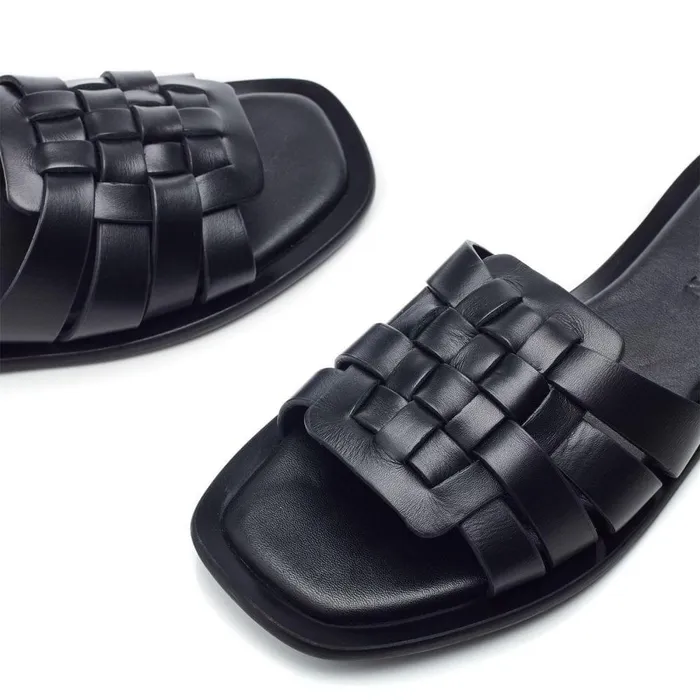 Women Moda In Pelle Flat Sandals Shoon Sh Athol Black Leather