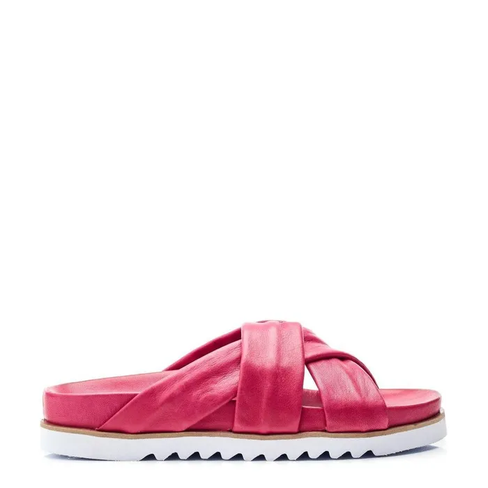 Women Moda In Pelle Flatform Sandals Norrina Raspberry Leather