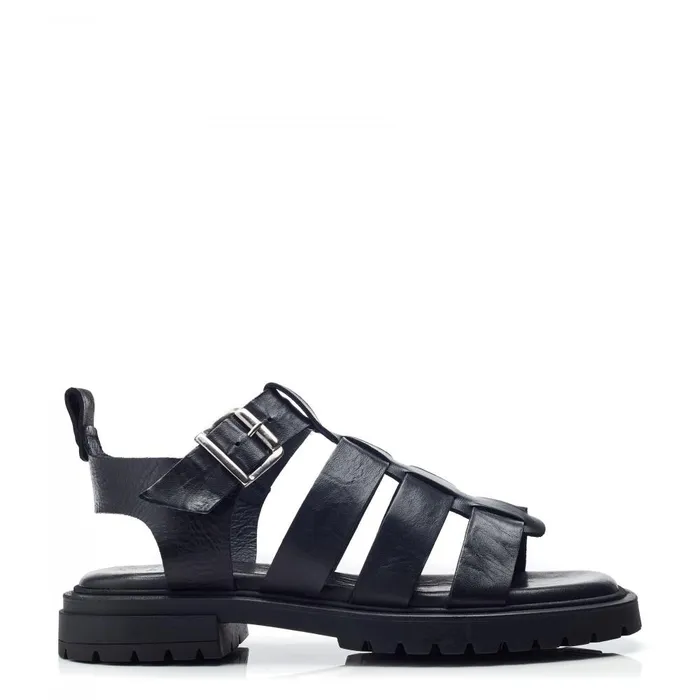 Women Moda In Pelle Flatform Sandals Shoon Sh Inshore Black Leather
