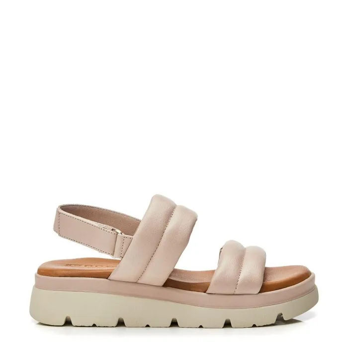 Women Moda In Pelle Flatform Sandals Shoon Sh Squash Taupe Leather