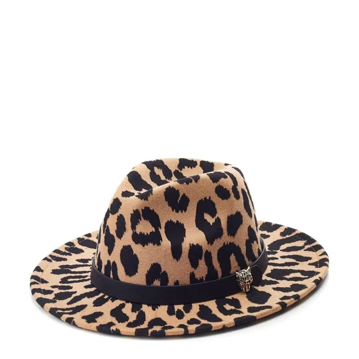 Women Moda In Pelle Hats Estellehat Dark Leopard Textile