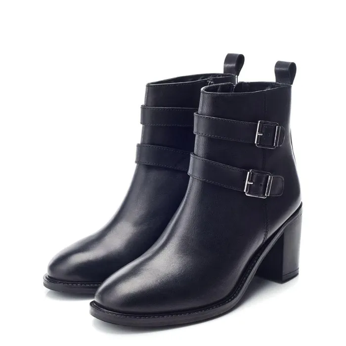 Women Moda In Pelle Heeled And Wedge Boots Bsoleful BAstoria Black Leather
