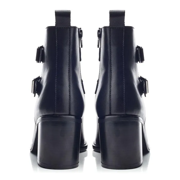 Women Moda In Pelle Heeled And Wedge Boots Bsoleful BAstoria Black Leather