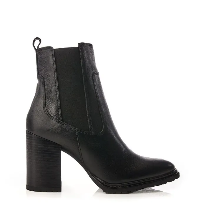 Women Moda In Pelle Heeled And Wedge Boots Kayari Black Leather