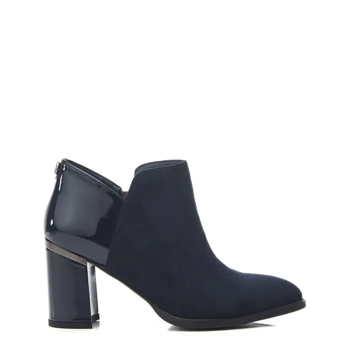 Women Moda In Pelle Heeled And Wedge Boots Madisonn Navy Alcantara