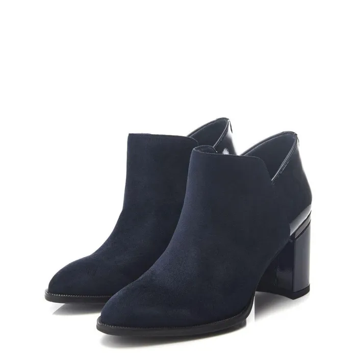 Women Moda In Pelle Heeled And Wedge Boots Madisonn Navy Alcantara