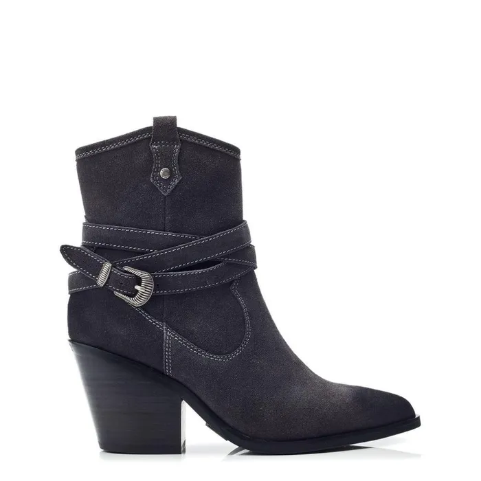 Women Moda In Pelle Heeled And Wedge Boots Malatrex Dark Grey Suede