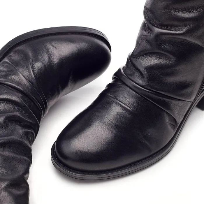 Women Moda In Pelle Heeled And Wedge Boots Onika Black Leather