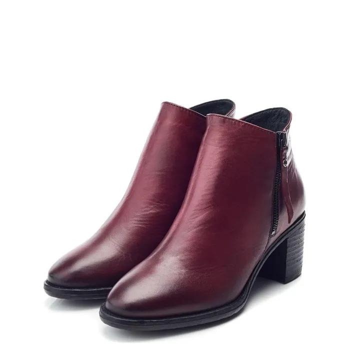 Women Moda In Pelle Heeled And Wedge Boots Orpie Burgundy Leather