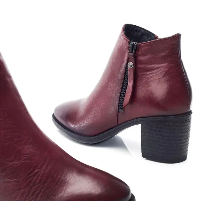 Women Moda In Pelle Heeled And Wedge Boots Orpie Burgundy Leather
