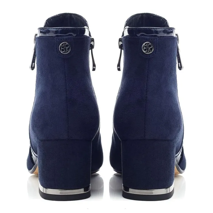 Women Moda In Pelle Heeled And Wedge Boots Peggi Navy Alcantara