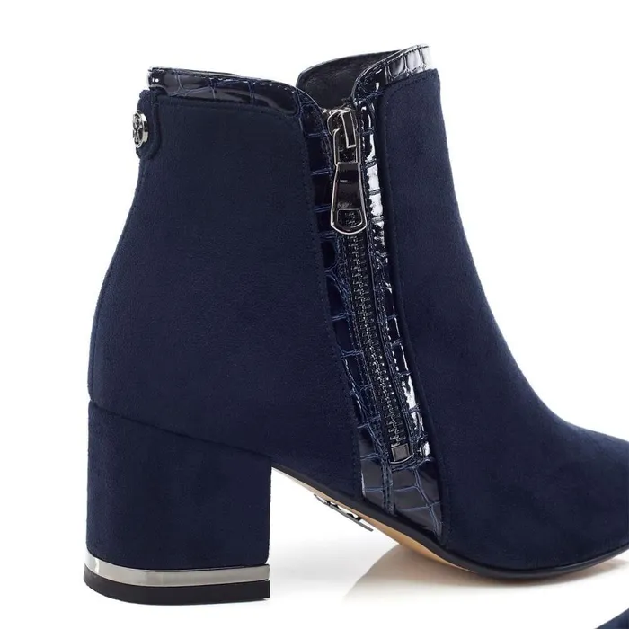 Women Moda In Pelle Heeled And Wedge Boots Peggi Navy Alcantara