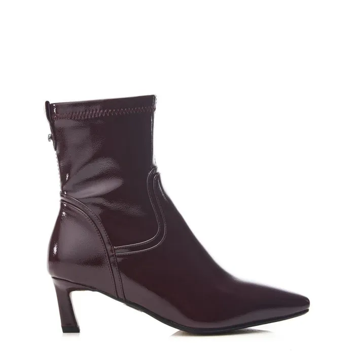 Women Moda In Pelle Heeled And Wedge Boots Petuniah Burgundy Patent