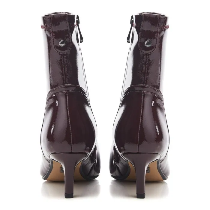 Women Moda In Pelle Heeled And Wedge Boots Petuniah Burgundy Patent