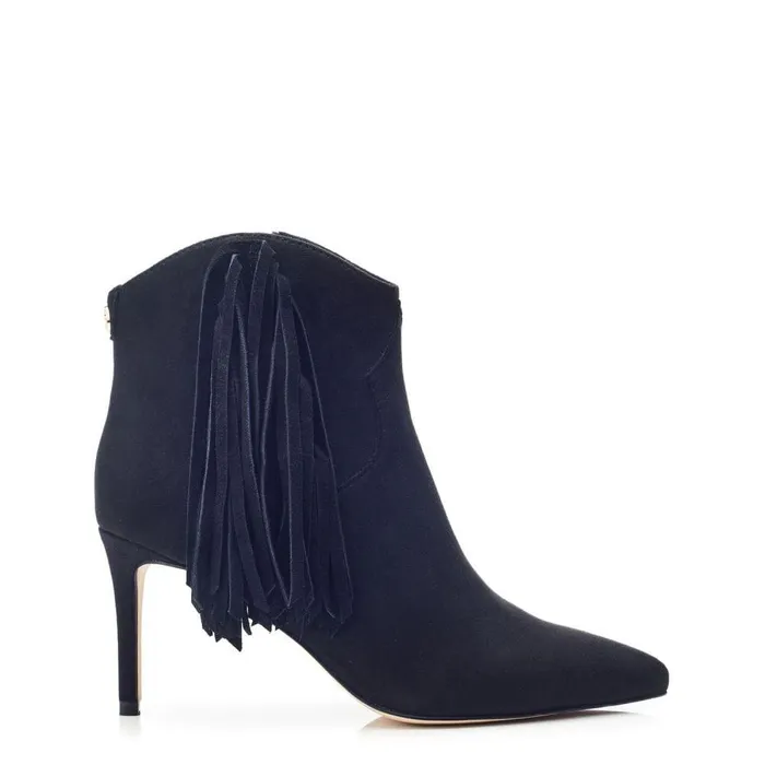 Women Moda In Pelle Heeled And Wedge Boots Qianna Black Alcantara