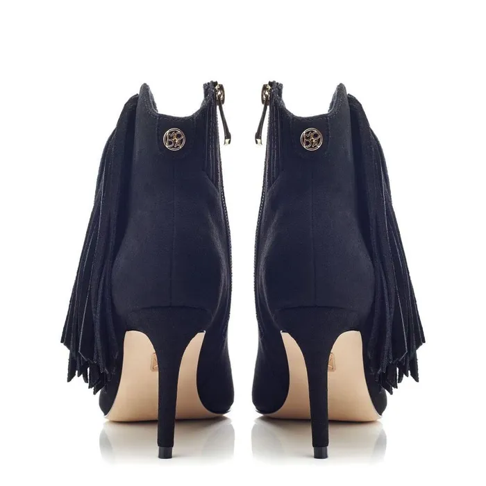 Women Moda In Pelle Heeled And Wedge Boots Qianna Black Alcantara