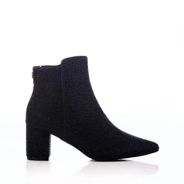 Women Moda In Pelle Heeled And Wedge Boots Xiomara Black Textile