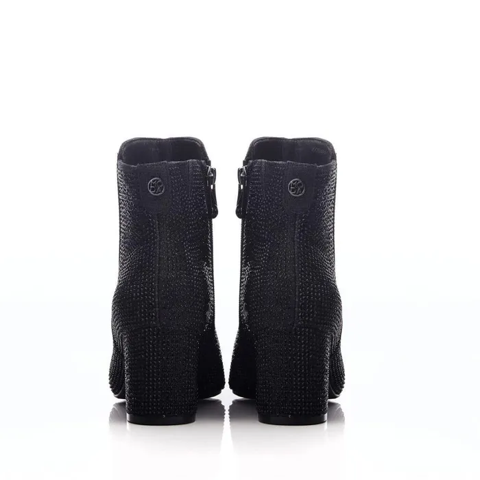 Women Moda In Pelle Heeled And Wedge Boots Xiomara Black Textile