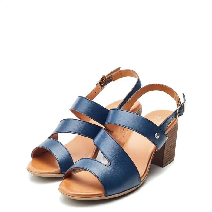 Women Moda In Pelle Heeled Sandals Laya NavyTan Leather