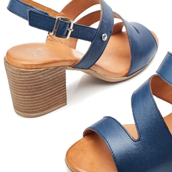 Women Moda In Pelle Heeled Sandals Laya NavyTan Leather