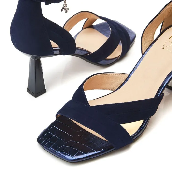 Women Moda In Pelle Heeled Sandals Livelia Navy Suede