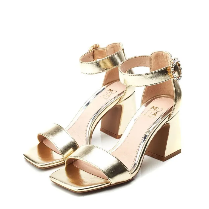 Women Moda In Pelle Heeled Sandals Scilla Gold Porvair
