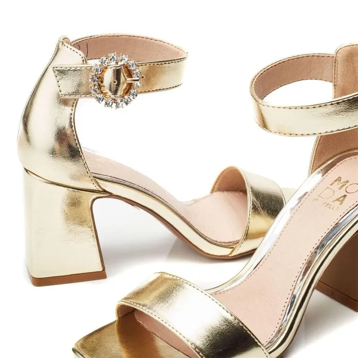 Women Moda In Pelle Heeled Sandals Scilla Gold Porvair