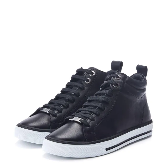 Women Moda In Pelle HighTop Trainers Aleize Black Leather