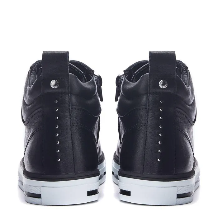 Women Moda In Pelle HighTop Trainers Aleize Black Leather