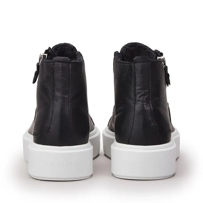 Women Moda In Pelle HighTop Trainers Shoon Sh Implore Black Leather