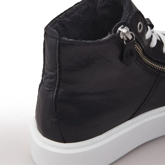 Women Moda In Pelle HighTop Trainers Shoon Sh Implore Black Leather