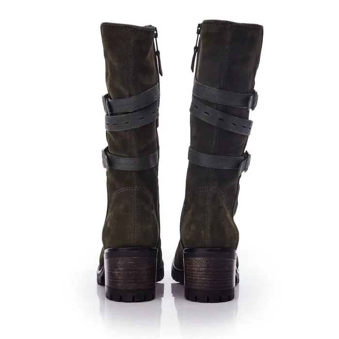Women Moda In Pelle Knee High Boots Brendie Khaki Suede